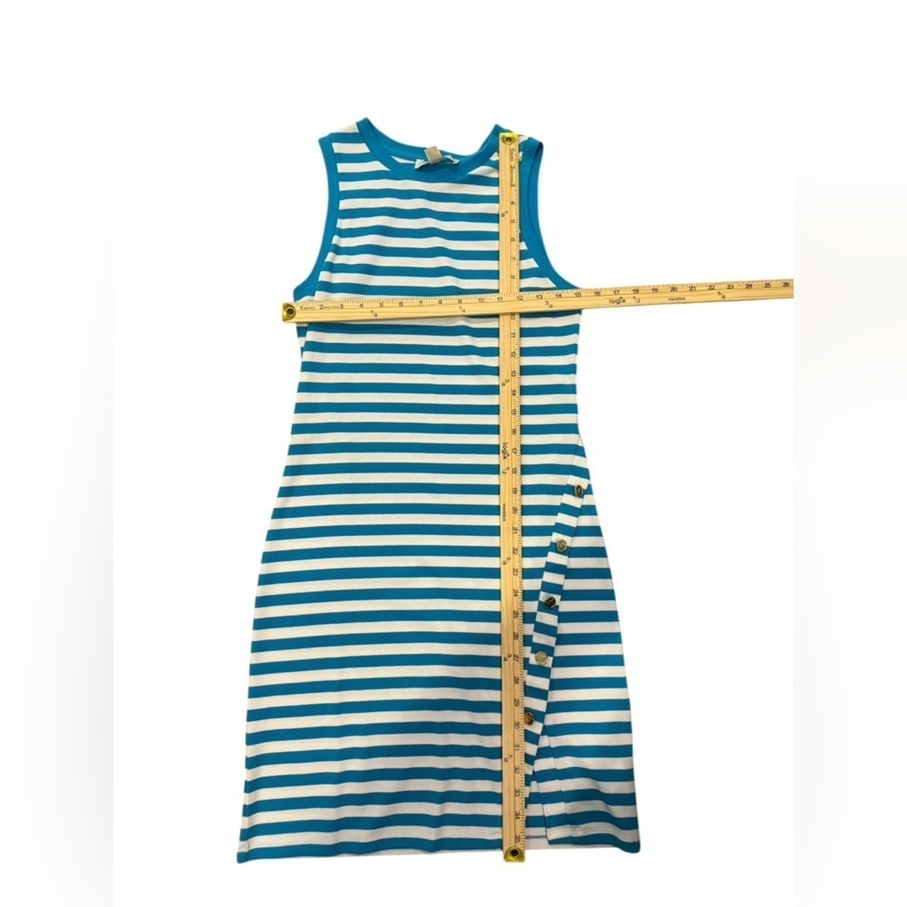 NWT Michael Kors Striped Sleeveless shift Dress Turquoise and White Stripes XS - Picture 2 of 5